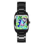 Crazy Pop Art - Doodle Skulls  Stainless Steel Barrel Watch Front