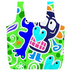 Crazy Pop Art - Doodle Skulls  Full Print Recycle Bag (xl) by ConteMonfrey