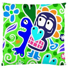 Crazy Pop Art - Doodle Skulls  Large Premium Plush Fleece Cushion Case (one Side)