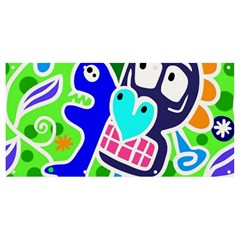 Crazy Pop Art - Doodle Skulls  Banner And Sign 8  X 4  by ConteMonfrey