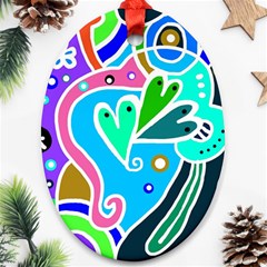 Crazy Pop Art - Doodle Hearts   Ornament (oval)