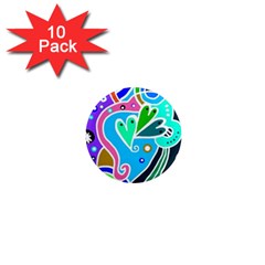 Crazy Pop Art - Doodle Hearts   1  Mini Magnet (10 Pack)  by ConteMonfrey