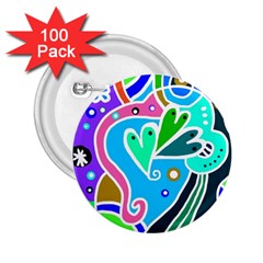 Crazy Pop Art - Doodle Hearts   2 25  Buttons (100 Pack)  by ConteMonfrey