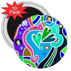 Crazy Pop Art - Doodle Hearts   3  Magnets (10 Pack)  by ConteMonfrey