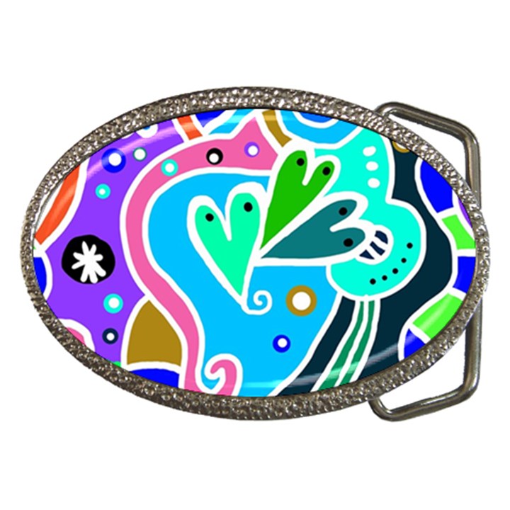 Crazy Pop Art - Doodle Hearts   Belt Buckles