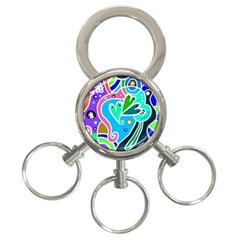 Crazy Pop Art - Doodle Hearts   3-ring Key Chain by ConteMonfrey