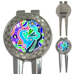 Crazy Pop Art - Doodle Hearts   3-in-1 Golf Divots by ConteMonfrey