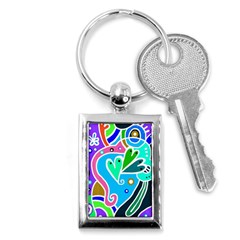 Crazy Pop Art - Doodle Hearts   Key Chain (rectangle) by ConteMonfrey