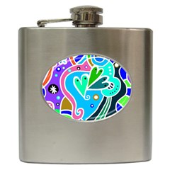 Crazy Pop Art - Doodle Hearts   Hip Flask (6 Oz) by ConteMonfrey