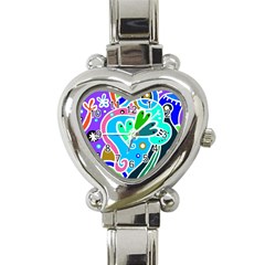 Crazy Pop Art - Doodle Hearts   Heart Italian Charm Watch