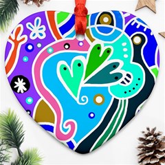 Crazy Pop Art - Doodle Hearts   Heart Ornament (two Sides) by ConteMonfrey