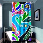 Crazy Pop Art - Doodle Hearts   Shower Curtain 36  x 72  (Stall)  Curtain(36 X72 ) - 33.26 x66.24  Curtain(36 X72 )