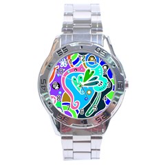 Crazy Pop Art - Doodle Hearts   Stainless Steel Analogue Watch by ConteMonfrey