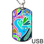 Crazy Pop Art - Doodle Hearts   Dog Tag USB Flash (Two Sides) Back