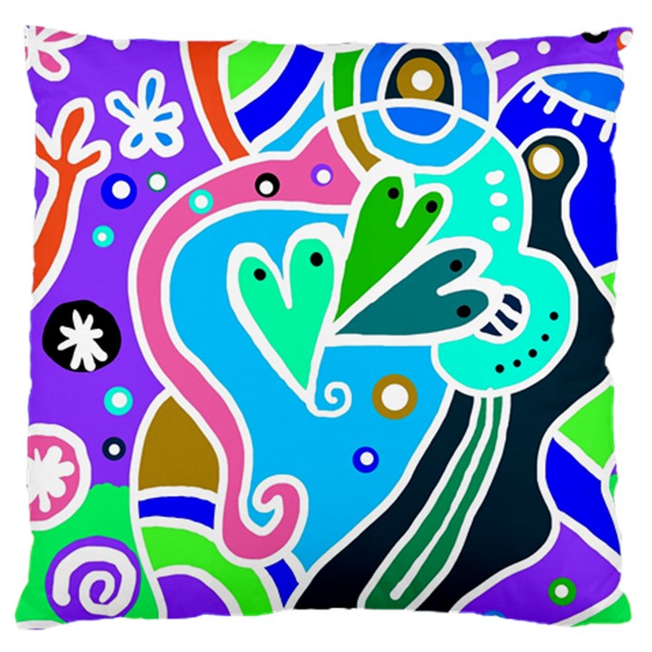 Crazy Pop Art - Doodle Hearts   Large Cushion Case (One Side)