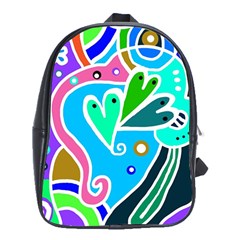 Crazy Pop Art - Doodle Hearts   School Bag (xl) by ConteMonfrey