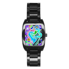 Crazy Pop Art - Doodle Hearts   Stainless Steel Barrel Watch by ConteMonfrey