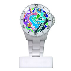 Crazy Pop Art - Doodle Hearts   Plastic Nurses Watch by ConteMonfrey