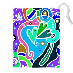 Crazy Pop Art - Doodle Hearts   Drawstring Pouch (4xl) by ConteMonfrey