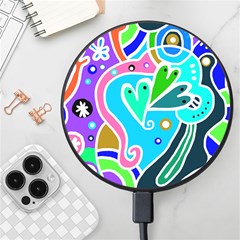 Crazy Pop Art - Doodle Hearts   Wireless Fast Charger(black)