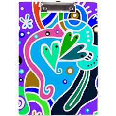 Crazy Pop Art - Doodle Hearts   A4 Acrylic Clipboard by ConteMonfrey