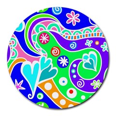 Crazy Pop Art - Doodle Lover   Round Mousepad by ConteMonfrey