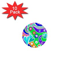 Crazy Pop Art - Doodle Lover   1  Mini Buttons (10 Pack)  by ConteMonfrey