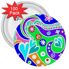 Crazy Pop Art - Doodle Lover   3  Buttons (100 Pack)  by ConteMonfrey