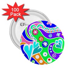 Crazy Pop Art - Doodle Lover   2 25  Buttons (100 Pack)  by ConteMonfrey