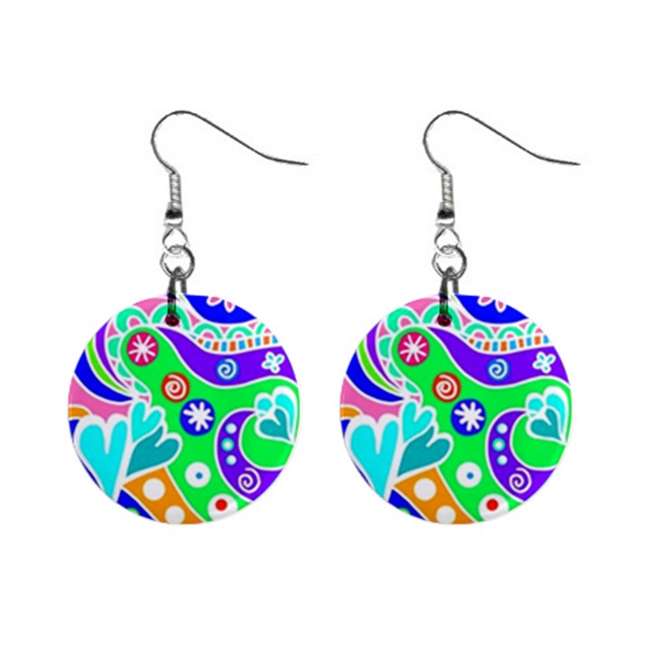 Crazy Pop Art - Doodle Lover   Mini Button Earrings