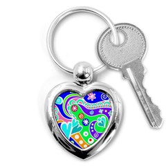 Crazy Pop Art - Doodle Lover   Key Chain (heart) by ConteMonfrey