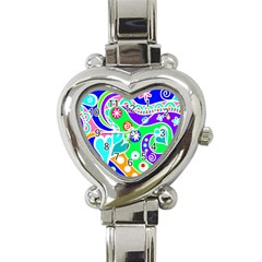 Crazy Pop Art - Doodle Lover   Heart Italian Charm Watch by ConteMonfrey