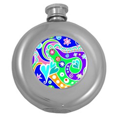 Crazy Pop Art - Doodle Lover   Round Hip Flask (5 Oz) by ConteMonfrey