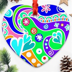 Crazy Pop Art - Doodle Lover   Heart Ornament (two Sides) by ConteMonfrey