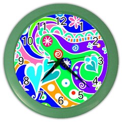 Crazy Pop Art - Doodle Lover   Color Wall Clock by ConteMonfrey