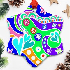 Crazy Pop Art - Doodle Lover   Snowflake Ornament (two Sides) by ConteMonfrey