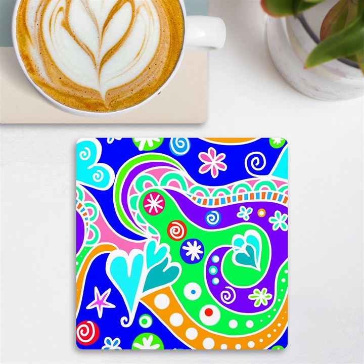 Crazy Pop Art - Doodle Lover   UV Print Square Tile Coaster 