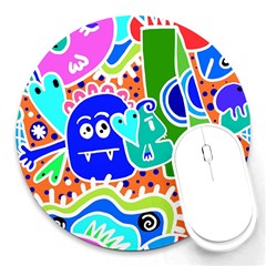 Crazy Pop Art - Doodle Buddies  Round Mousepad