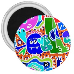 Crazy Pop Art - Doodle Buddies  3  Magnets by ConteMonfrey