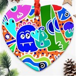 Crazy Pop Art - Doodle Buddies  Ornament (Heart) Front