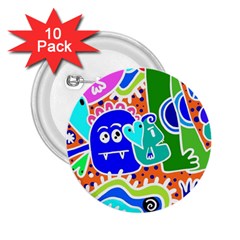 Crazy Pop Art - Doodle Buddies  2 25  Buttons (10 Pack)  by ConteMonfrey