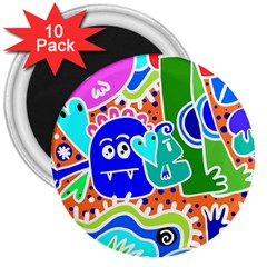 Crazy Pop Art - Doodle Buddies  3  Magnets (10 Pack)  by ConteMonfrey