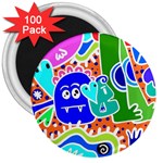 Crazy Pop Art - Doodle Buddies  3  Magnets (100 pack) Front