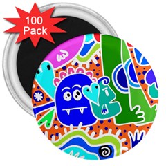 Crazy Pop Art - Doodle Buddies  3  Magnets (100 Pack) by ConteMonfrey