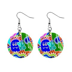 Crazy Pop Art - Doodle Buddies  Mini Button Earrings