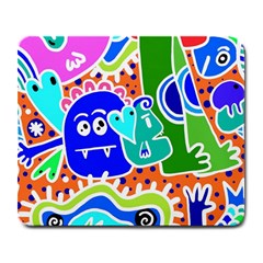 Crazy Pop Art - Doodle Buddies  Large Mousepad by ConteMonfrey