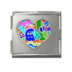 Crazy Pop Art - Doodle Buddies  Mega Link Heart Italian Charm (18mm) by ConteMonfrey