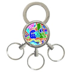 Crazy Pop Art - Doodle Buddies  3-ring Key Chain by ConteMonfrey