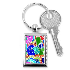 Crazy Pop Art - Doodle Buddies  Key Chain (rectangle) by ConteMonfrey