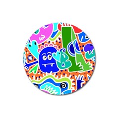 Crazy Pop Art - Doodle Buddies  Magnet 3  (Round)